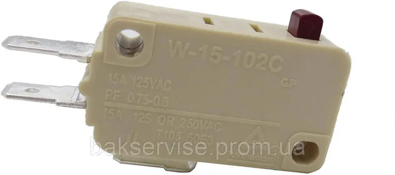Микровыключатель W-15-102C для СВЧ-печи Zelmer 00755611 Б.У, изображение 1