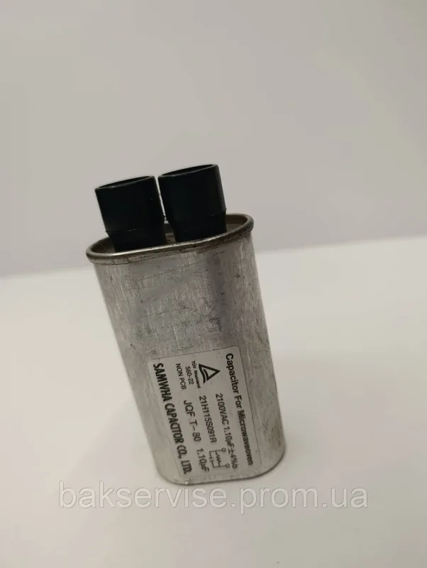 Конденсатор високовольтний мікрохвильової 21H115S091R 1.10 mf 2100v Б/У (2 фішки, 6 мм), изображение 1