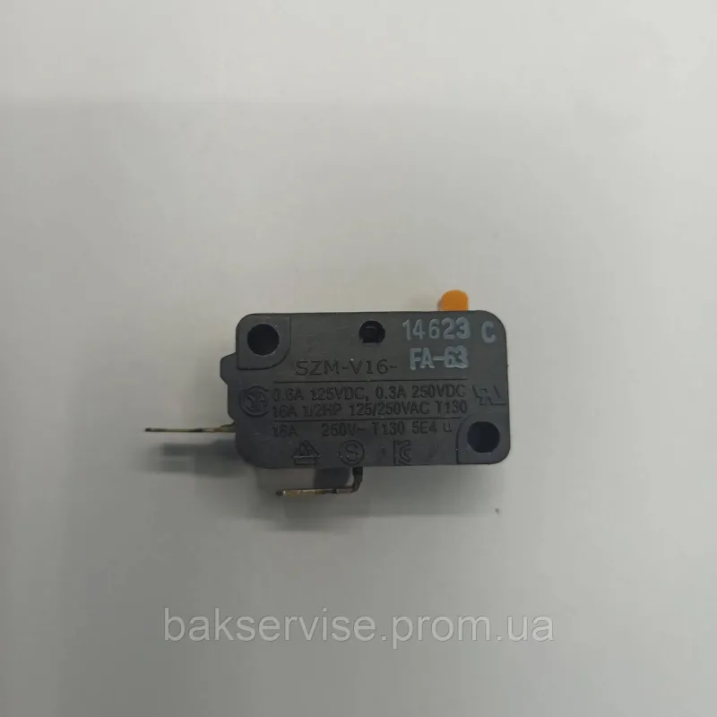 Мікровимикач для НВЧ-печі SZM-V16 14 623 0.8 A 125VDC /16A 1/2HP 125/250VAC Б/У, зображення 1