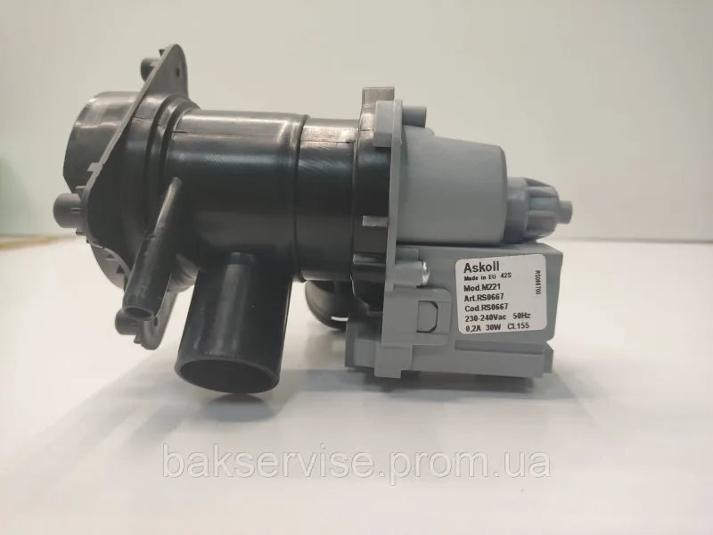 Насос помпа (мотор) зливний з равликом до пральної машини ASKOLL 49023062 30W (КЛЕМИ РАЗОМ СПЕРЕДІ) НОВЕ, изображение 2