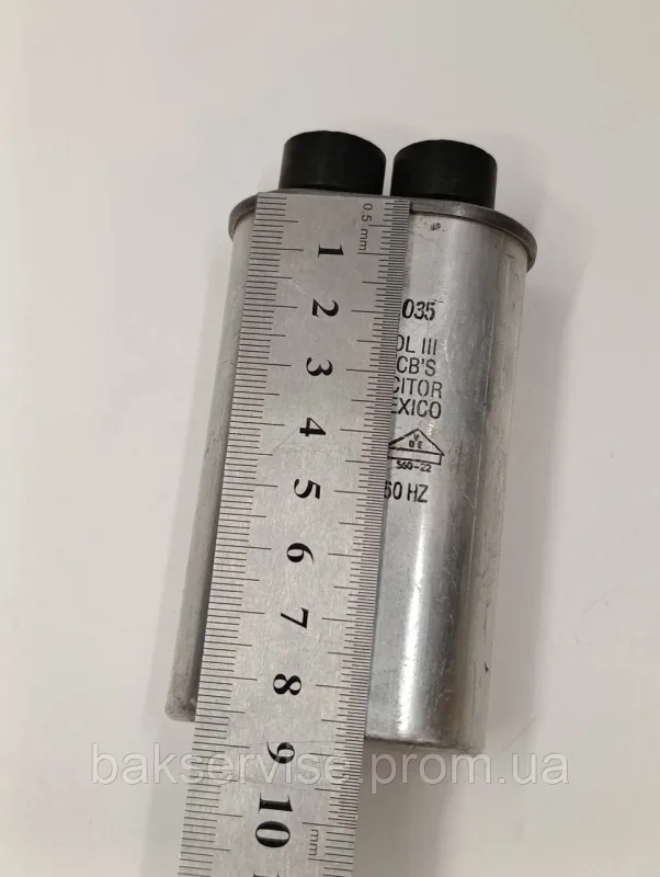 Конденсатор високовольтний мікрохвильової 23L6278R 920 UF 2100 V Б/У (2 фішки, 6 мм), изображение 3