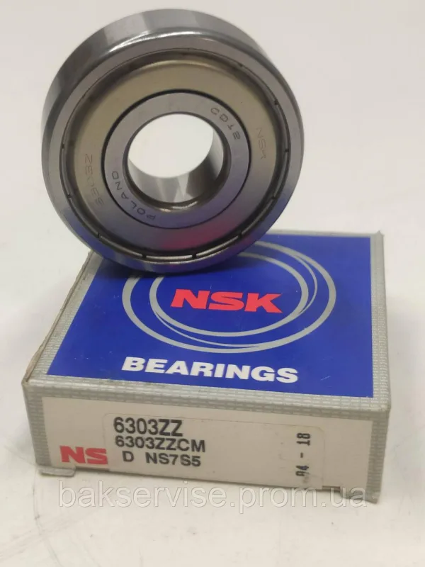 Підшипник пральної машини NSK 6303 ZZ, зображення 1