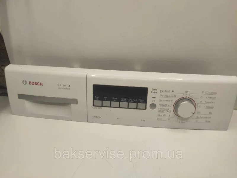 Плата упавління до пральної машини BOSCH WAB24262BY (без передньої панелі порошкоприймача) Б/У, зображення 1