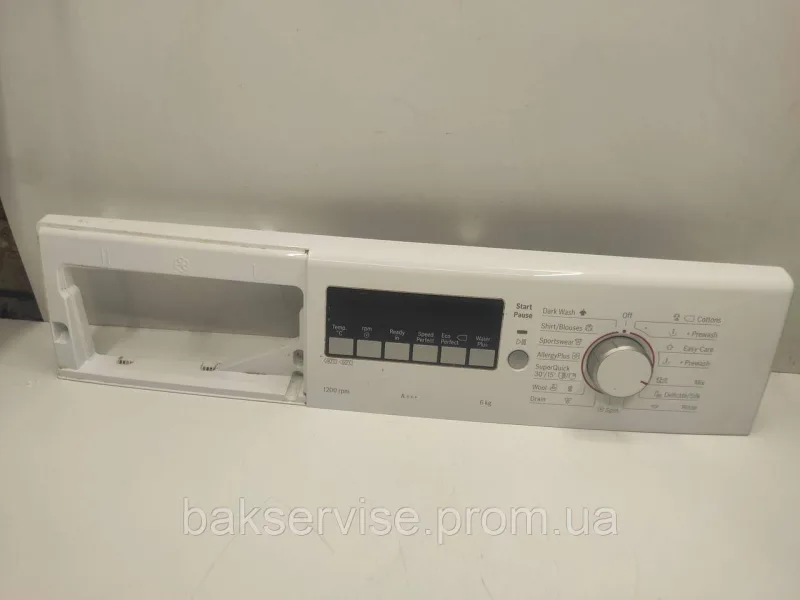 Плата упавління до пральної машини BOSCH WAB24262BY (без передньої панелі порошкоприймача) Б/У, зображення 2